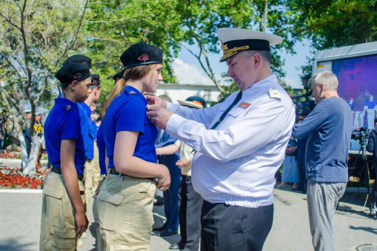 Members of the Yunarmiya central sports club (CSKA) at the initiation. Sevastopol, 24 May 2016. Photo: Russian propaganda media.